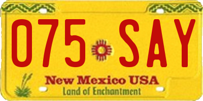 NM license plate 075SAY