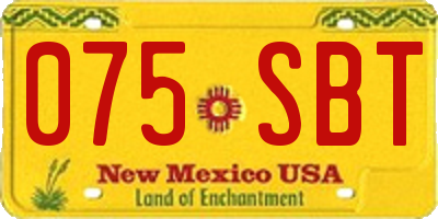 NM license plate 075SBT