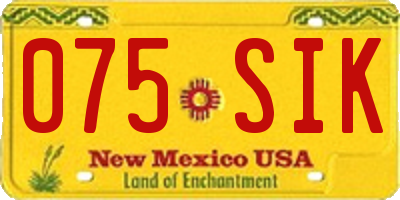 NM license plate 075SIK