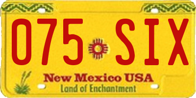 NM license plate 075SIX