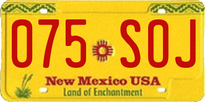 NM license plate 075SOJ