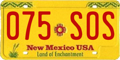 NM license plate 075SOS