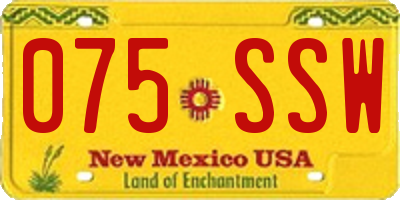 NM license plate 075SSW