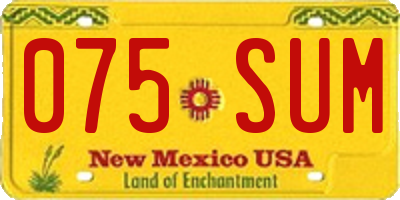 NM license plate 075SUM