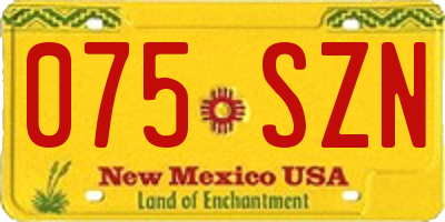 NM license plate 075SZN