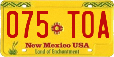 NM license plate 075TOA