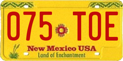 NM license plate 075TOE