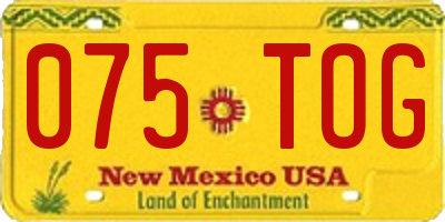 NM license plate 075TOG