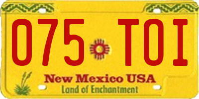NM license plate 075TOI