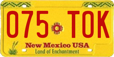NM license plate 075TOK