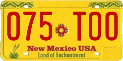 NM license plate 075TOO