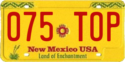 NM license plate 075TOP