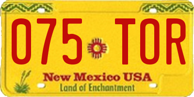 NM license plate 075TOR