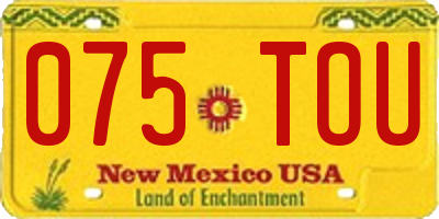 NM license plate 075TOU