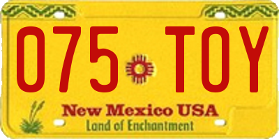 NM license plate 075TOY