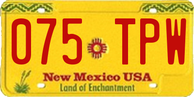 NM license plate 075TPW