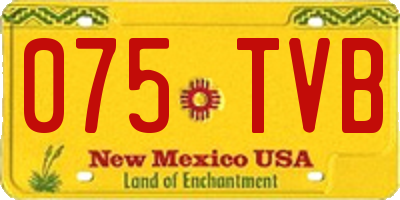 NM license plate 075TVB