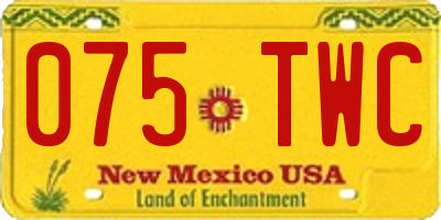 NM license plate 075TWC