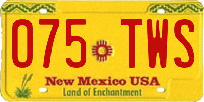 NM license plate 075TWS