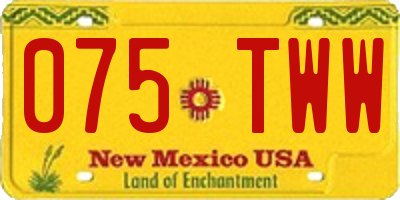 NM license plate 075TWW