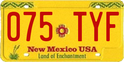 NM license plate 075TYF