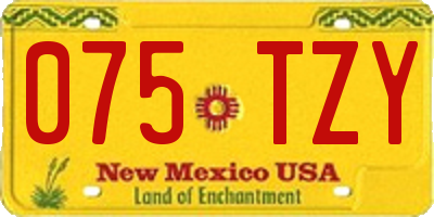 NM license plate 075TZY