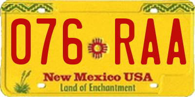 NM license plate 076RAA