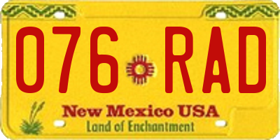 NM license plate 076RAD