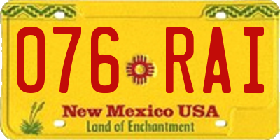 NM license plate 076RAI