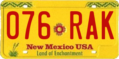 NM license plate 076RAK