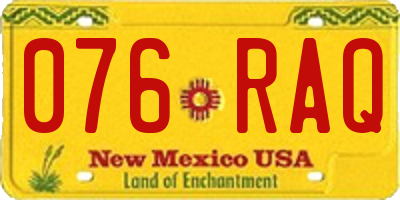 NM license plate 076RAQ