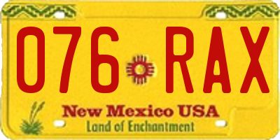 NM license plate 076RAX