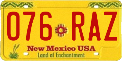 NM license plate 076RAZ