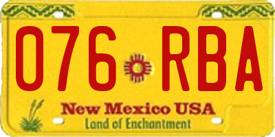 NM license plate 076RBA