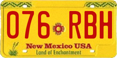 NM license plate 076RBH