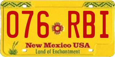 NM license plate 076RBI