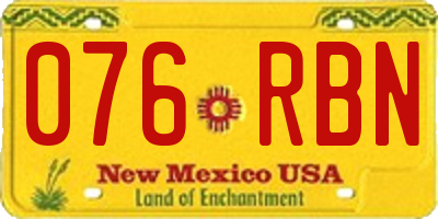 NM license plate 076RBN