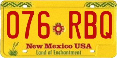 NM license plate 076RBQ