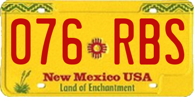 NM license plate 076RBS