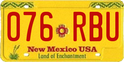 NM license plate 076RBU