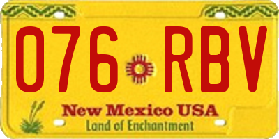 NM license plate 076RBV
