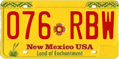NM license plate 076RBW