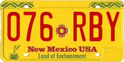 NM license plate 076RBY