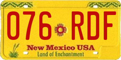 NM license plate 076RDF