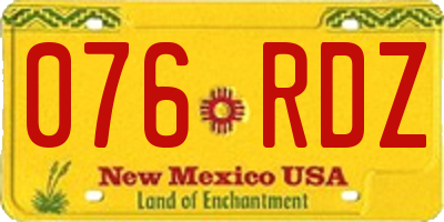 NM license plate 076RDZ