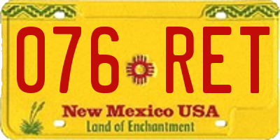 NM license plate 076RET