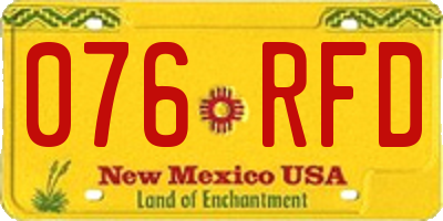 NM license plate 076RFD