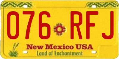 NM license plate 076RFJ