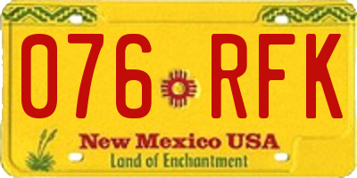 NM license plate 076RFK