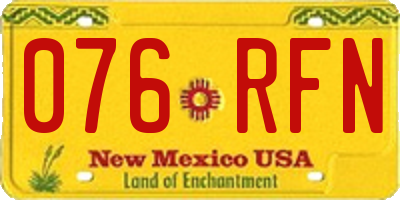 NM license plate 076RFN